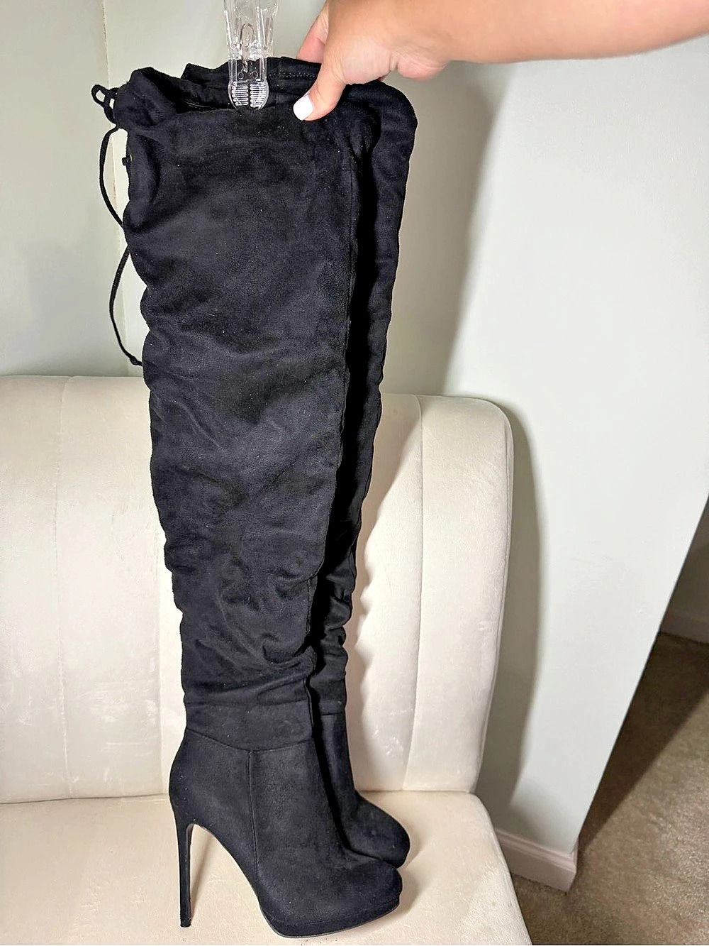 Torrid Lace-Up Back Platform Stiletto Over-The-Knee Boot Boots - Black